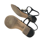Chanel Sandals Shoes Leather Black Silver Coco Mark Star Pearl Strap Thong — view 6