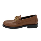 Gucci Loafer Leather Shoes Brown Gold Metal Logo Flat — view 4