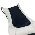 Chanel Boots Short Shoes Patent White Black Coco Mark Side Gore — view 9