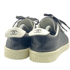 Chanel Coco Mark Sneakers Logo Leather Black White Size 38 — view 6