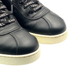 Chanel Coco Mark Sneakers Logo Leather Black White Size 38 — view 4