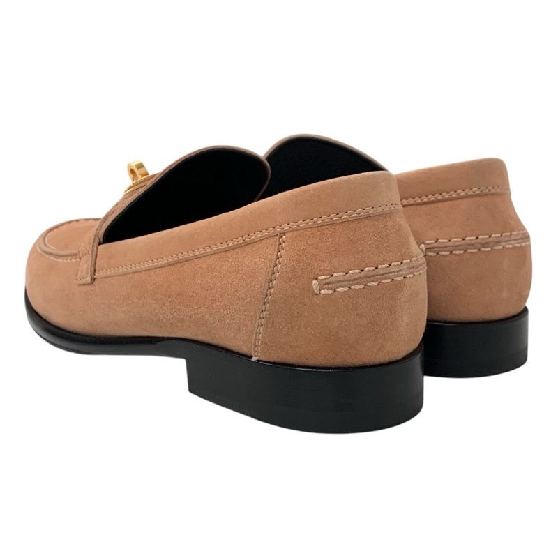 Hermes D'esting Loafers Leather Shoes Suede Pink Gold Kelly Hardware Moccasin — view 4