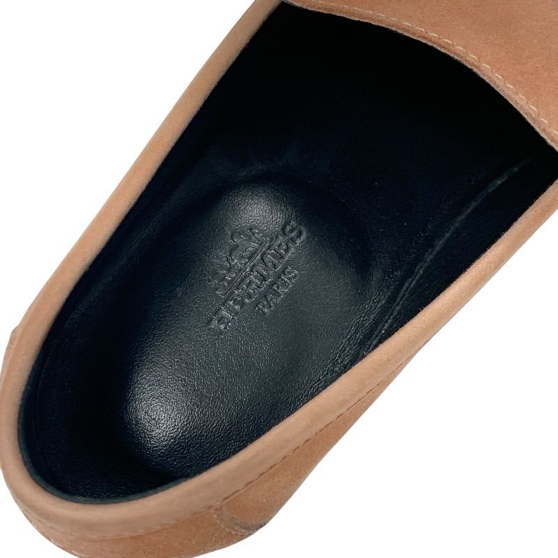 Hermes D'esting Loafers Leather Shoes Suede Pink Gold Kelly Hardware Moccasin — view 7