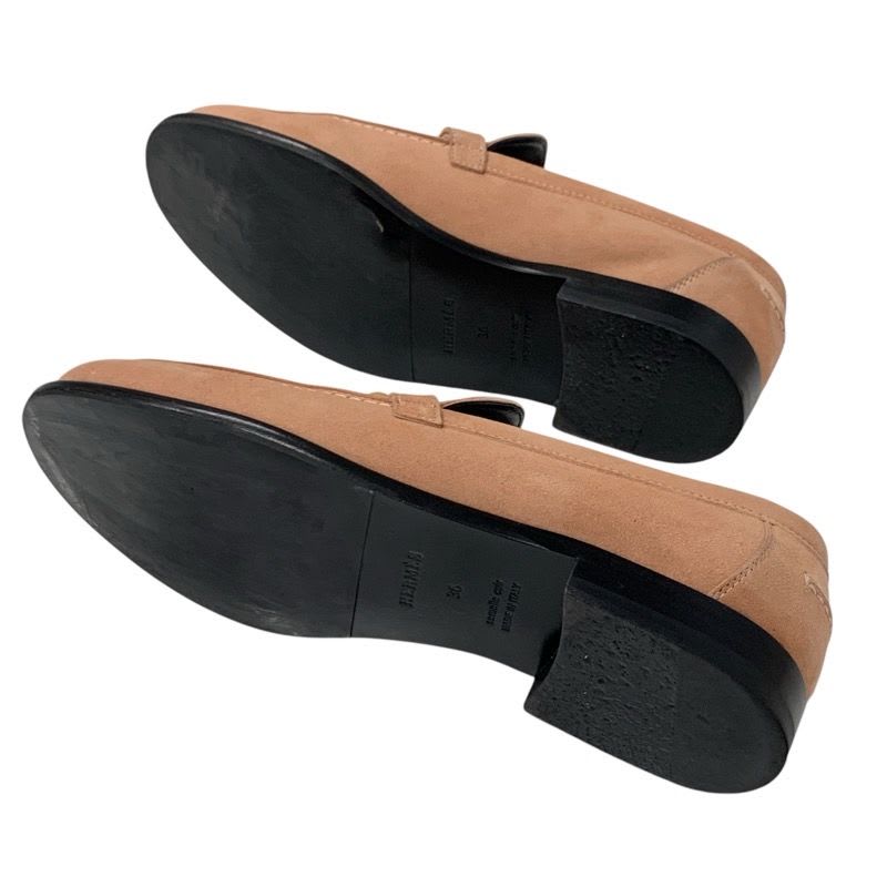 Hermes D'esting Loafers Leather Shoes Suede Pink Gold Kelly Hardware Moccasin — view 6