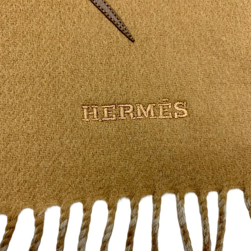 Hermes Cheval Outlet Scarf Cashmere Camel Beige Shawl Logo — view 6