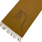 Hermes Cheval Outlet Scarf Cashmere Camel Beige Shawl Logo — view 3