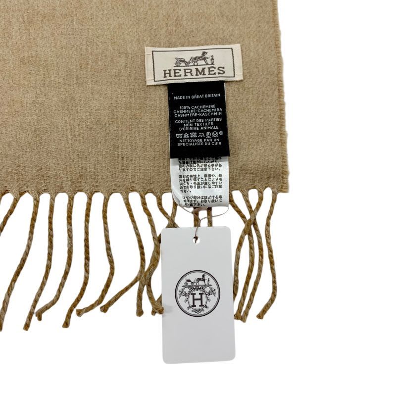 Hermes Cheval Outlet Scarf Cashmere Camel Beige Shawl Logo — view 7