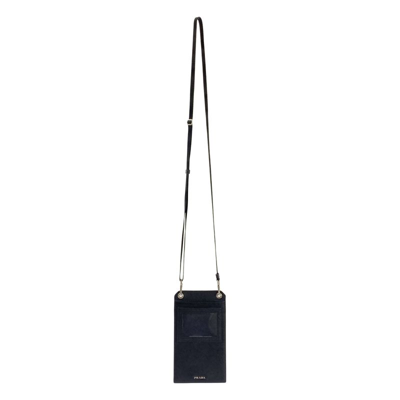 Prada Saffiano Leather Phone Pouch Black — view 2
