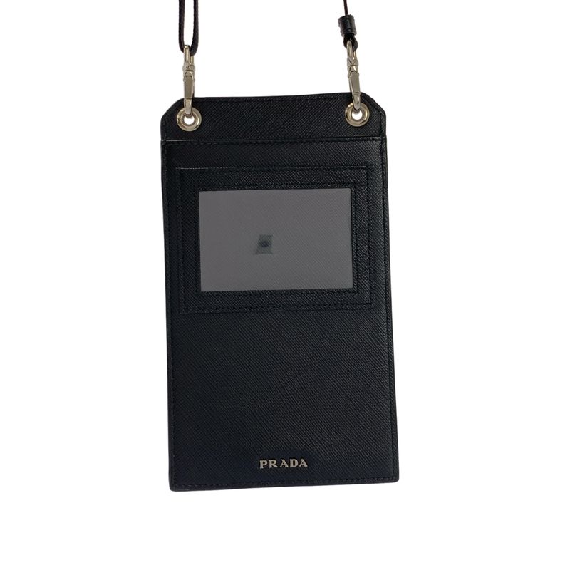Prada Saffiano Leather Phone Pouch Black — view 4