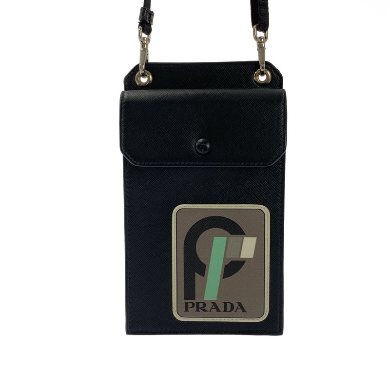 Prada Saffiano Leather Phone Pouch Black — view 3