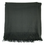 Hermes Jacquard Logo Fringe Large Shawl Scarf Black — view 2