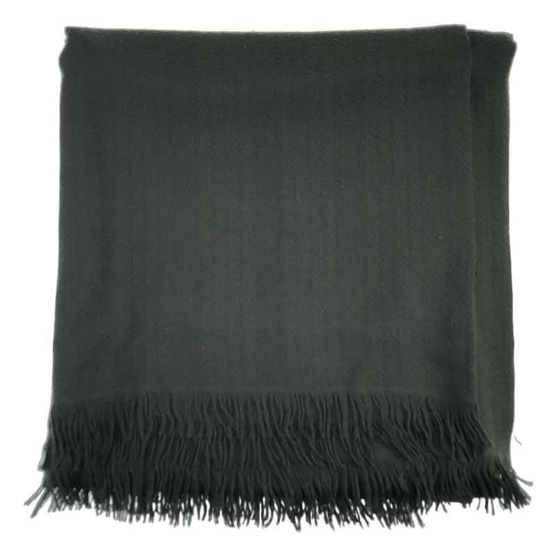 Hermes Jacquard Logo Fringe Large Shawl Scarf Black — view 2