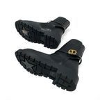 Christian Dior Empreinte Boots Short Shoes Leather Black Gold Belt Logo — view 6