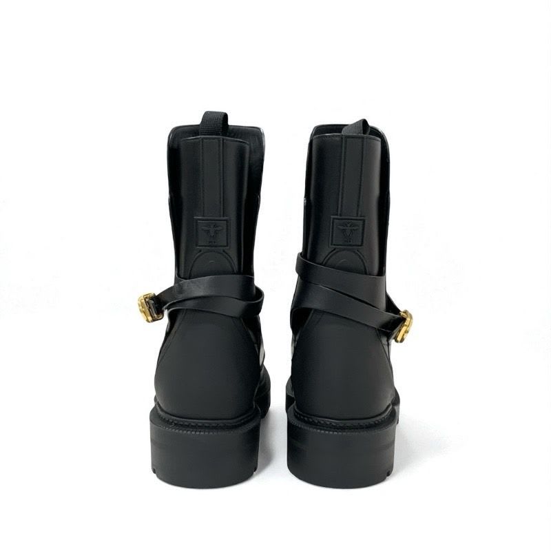 Christian Dior Empreinte Boots Short Shoes Leather Black Gold Belt Logo — view 5