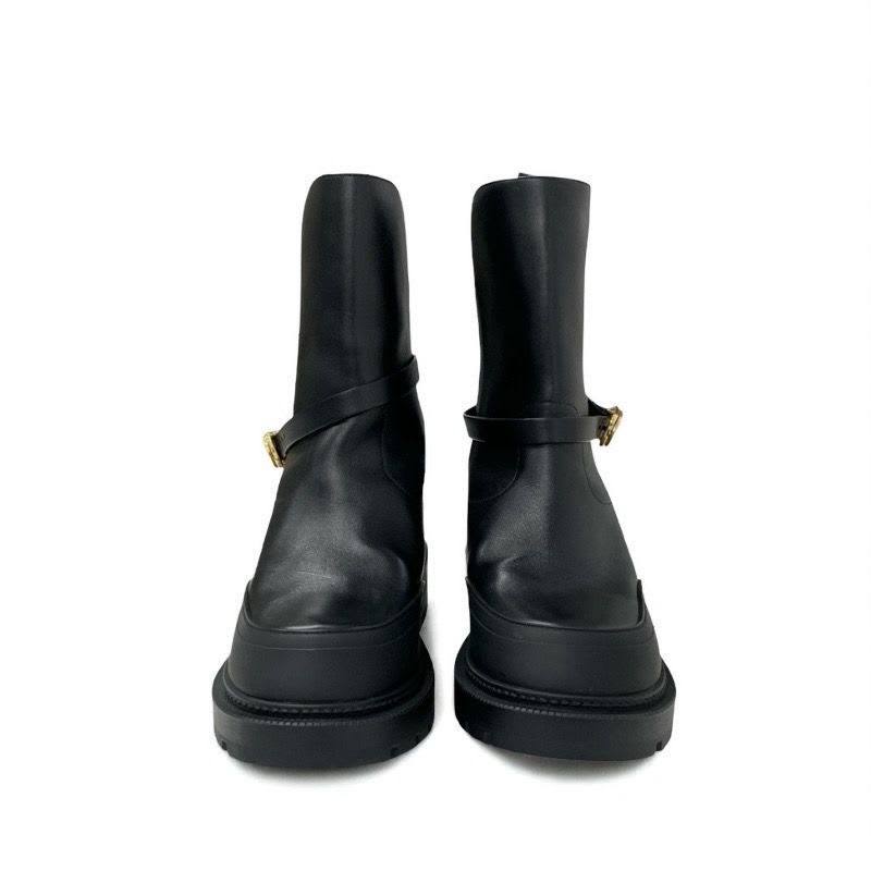 Christian Dior Empreinte Boots Short Shoes Leather Black Gold Belt Logo — view 2