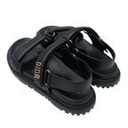Christian Dioract Sandals Shoes Leather Black Logo Flat — view 4