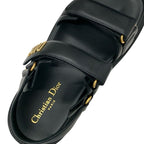 Christian Dioract Sandals Shoes Leather Black Logo Flat — view 7