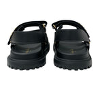 Christian Dioract Sandals Shoes Leather Black Logo Flat — view 5