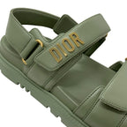 Christian Dioract Sandals Shoes Leather Green Logo Flat — view 9