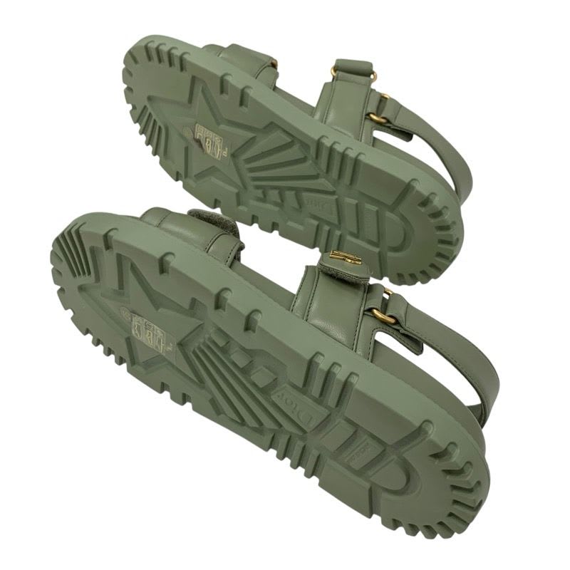 Christian Dioract Sandals Shoes Leather Green Logo Flat — view 6