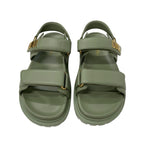 Christian Dioract Sandals Shoes Leather Green Logo Flat — view 2