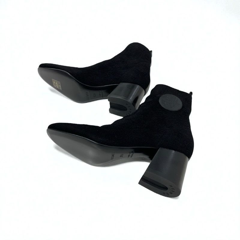 Hermes Volver Boots Short Shoes Knit Chenille Leather Black — view 6