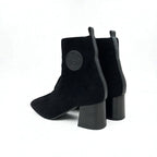 Hermes Volver Boots Short Shoes Knit Chenille Leather Black — view 4