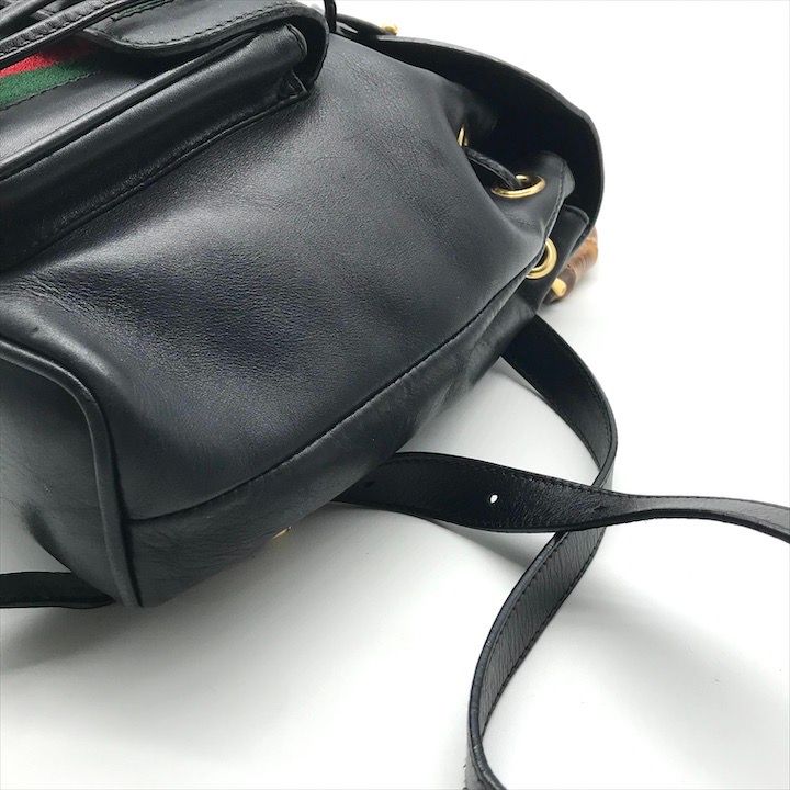 Gucci Bamboo Leather Sherry Backpack Black — view 6