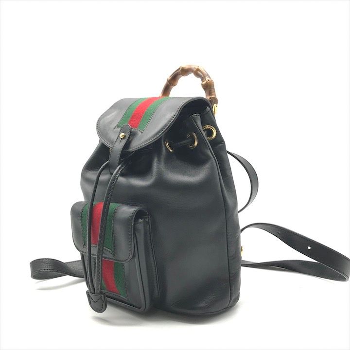 Gucci Bamboo Leather Sherry Backpack Black — view 2