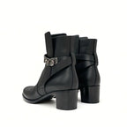 Hermes Frenchie Boots Short Shoes Leather Black Silver Kelly Hardware — view 4
