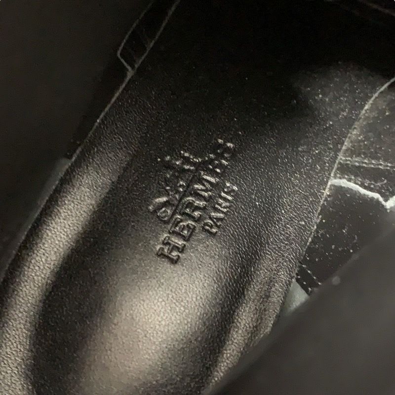 Hermes Frenchie Boots Short Shoes Leather Black Silver Kelly Hardware — view 7