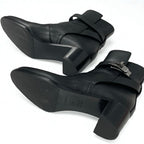 Hermes Frenchie Boots Short Shoes Leather Black Silver Kelly Hardware — view 6
