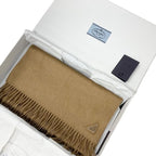 Prada Scarf Silk Camel Silver Triangle Logo Shawl — view 7