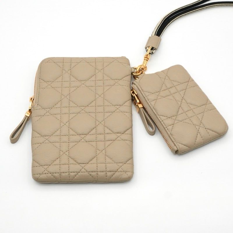 Christian Dior Mobile Smartphone Accessories Beige Gold Black Lady Cannage — view 4