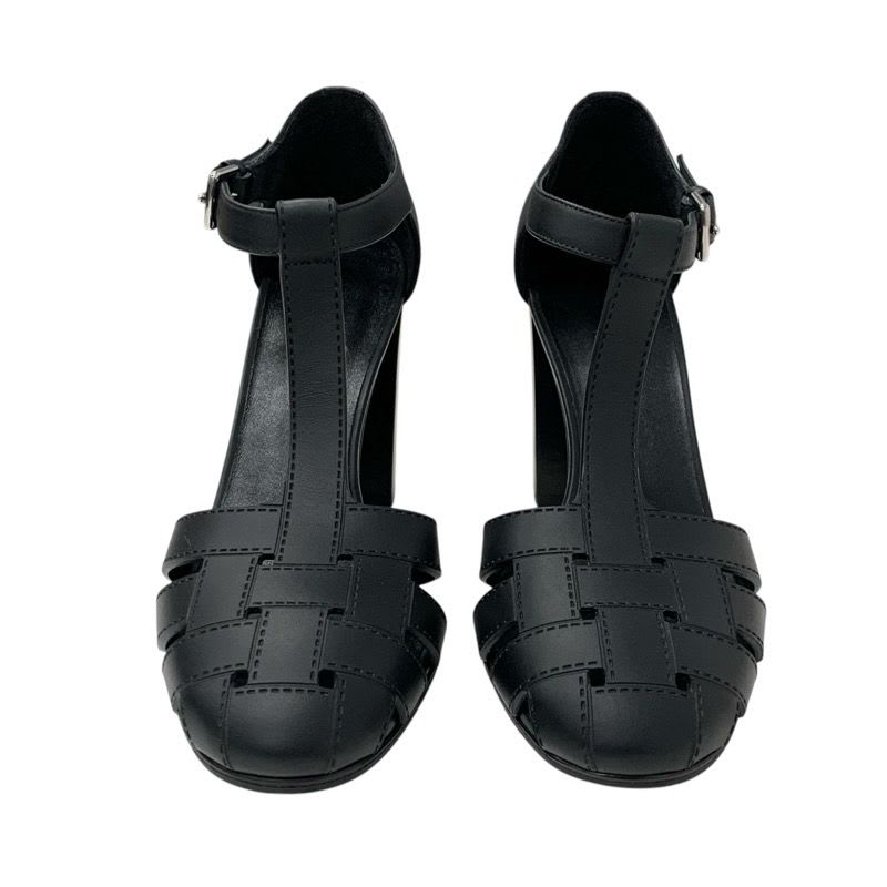 Hermes Idealista Sandals Shoes Leather Black Strap Mosaic Motif — view 2