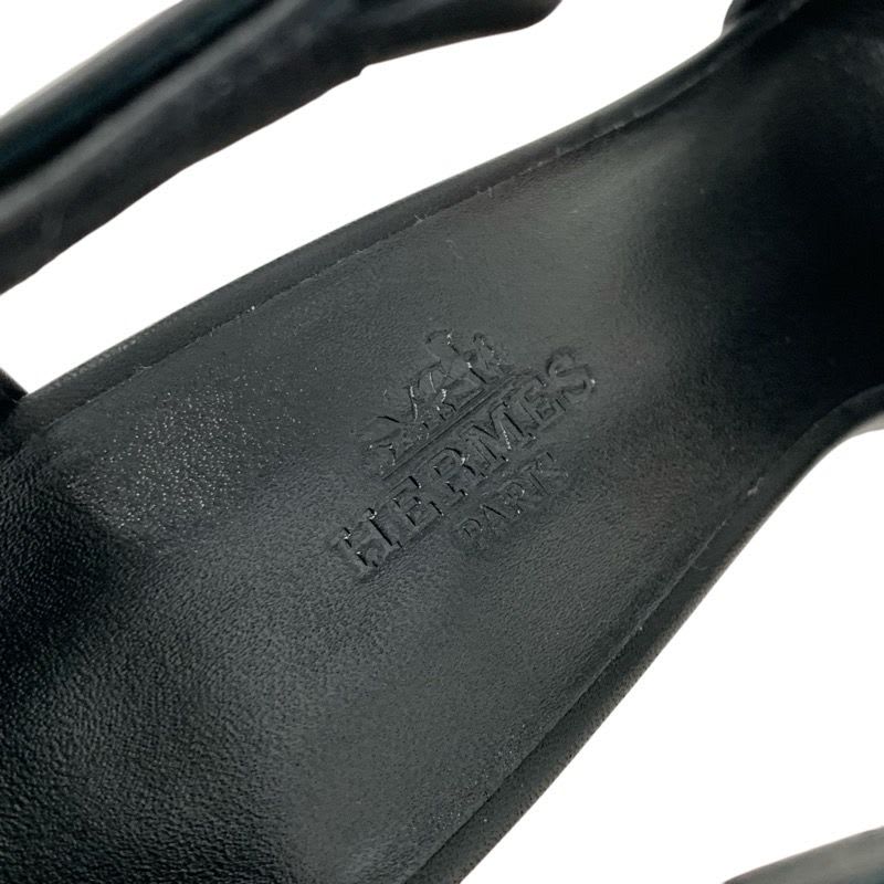 Hermes Idealista Sandals Shoes Leather Black Strap Mosaic Motif — view 7