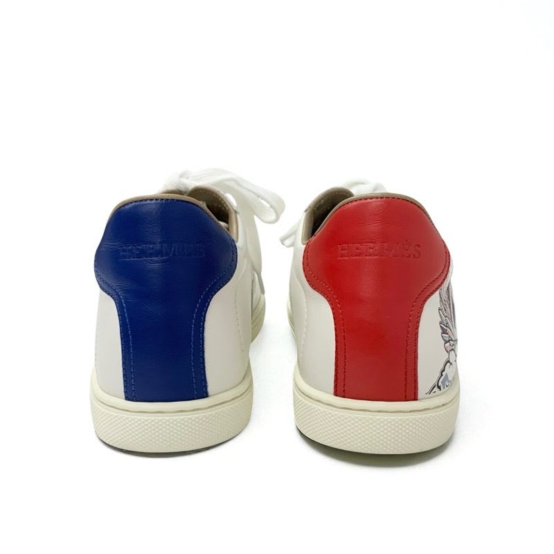 Hermes Quicker Sneakers Shoes Leather White Red Blue Pegase Pegasus — view 5