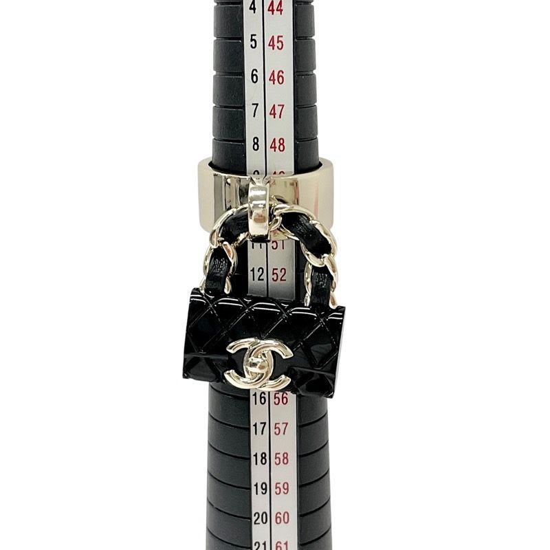 Chanel Ring Gold Black Quilted Bag Charm — view 6