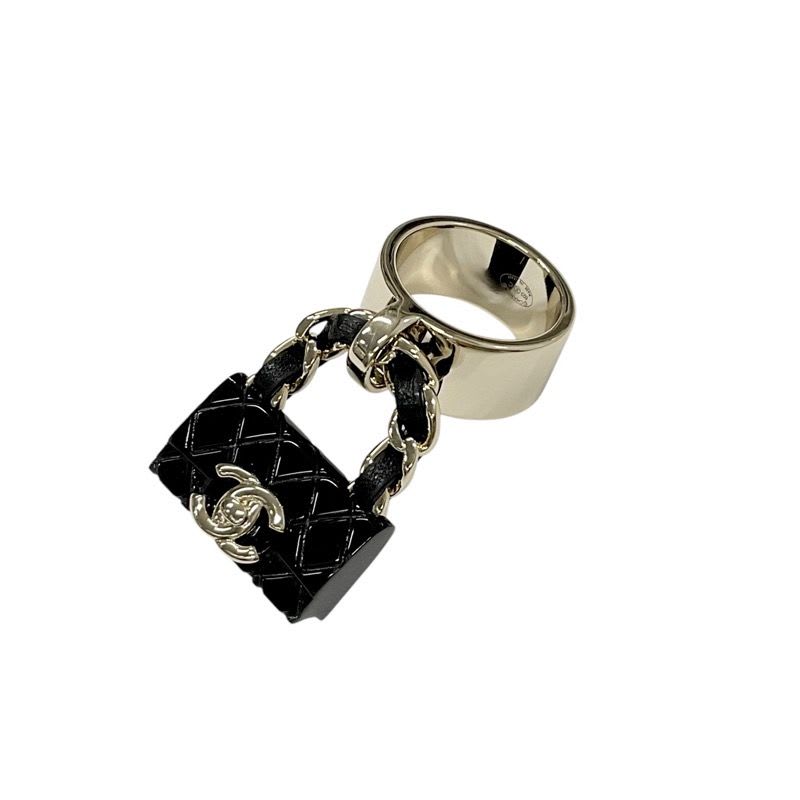 Chanel Ring Gold Black Quilted Bag Charm — view 2