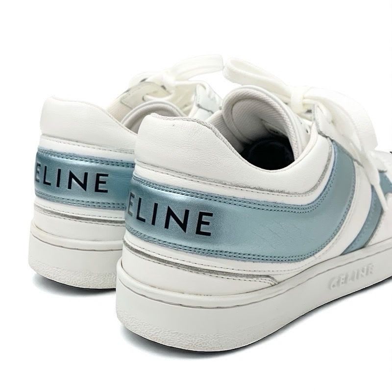 Celine Sneakers Shoes Leather White Blue Logo — view 9