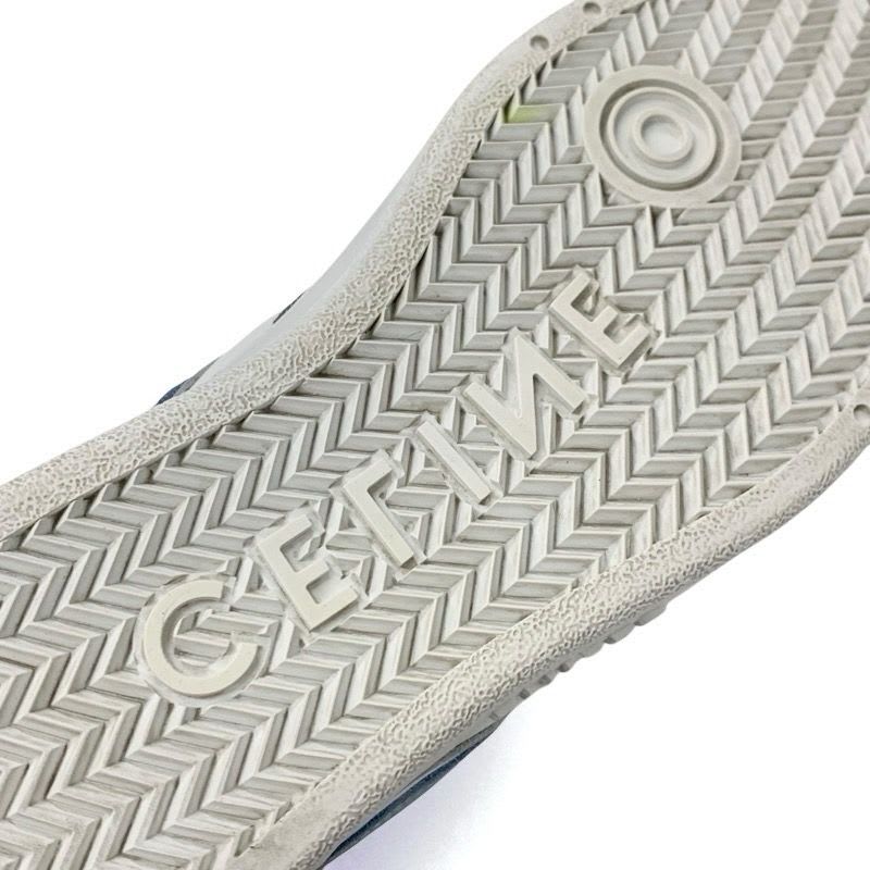 Celine Sneakers Shoes Leather White Blue Logo — view 8