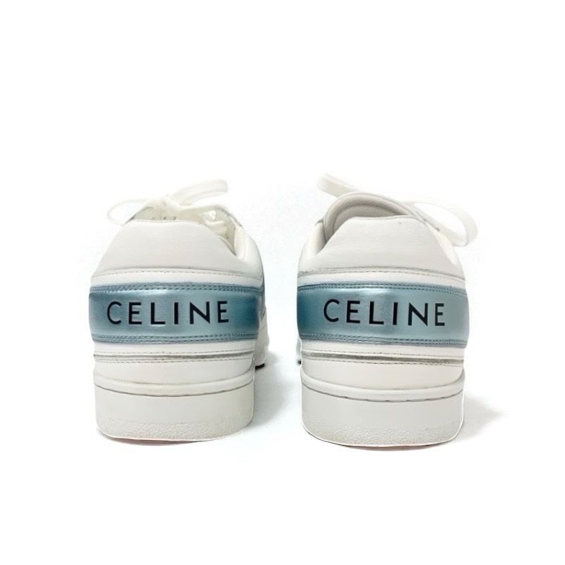 Celine Sneakers Shoes Leather White Blue Logo — view 5