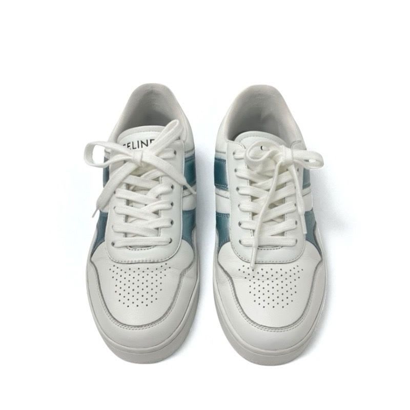Celine Sneakers Shoes Leather White Blue Logo — view 2