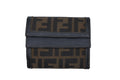 Fendi Zucca Pattern Trifold Wallet Compact Canvas Leather Brown Gold