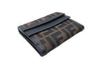 Fendi Zucca Pattern Trifold Wallet Compact Canvas Leather Brown Gold — view 3