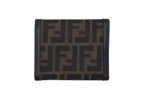 Fendi Zucca Pattern Trifold Wallet Compact Canvas Leather Brown Gold — view 2