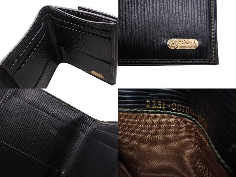 Fendi Zucca Pattern Trifold Wallet Compact Canvas Leather Brown Gold — view 7