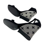 Louis Vuitton Appeal Line Monogram Sandals Shoes Suede Black Silver Rhinestone — view 6