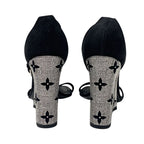 Louis Vuitton Appeal Line Monogram Sandals Shoes Suede Black Silver Rhinestone — view 5