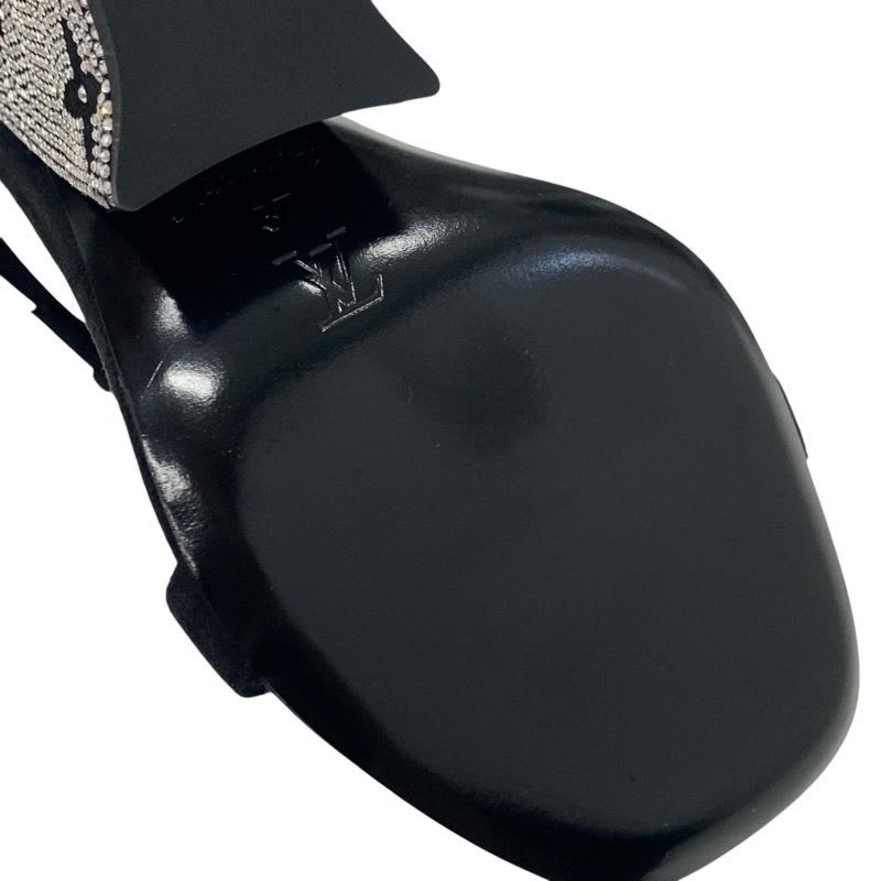 Louis Vuitton Appeal Line Monogram Sandals Shoes Suede Black Silver Rhinestone — view 8